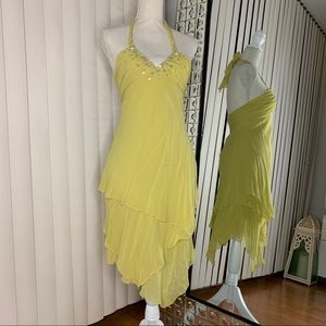 Yellow BCBG Maxazria Halter Assymetrical Dress